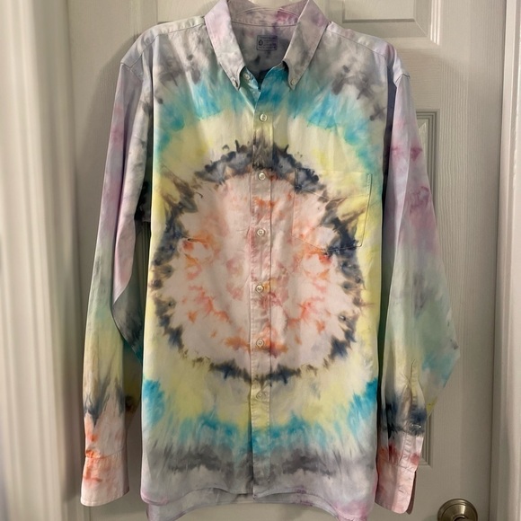 J CREW TIE DYED OXFORD SHIRT SIZE L - Picture 1 of 5